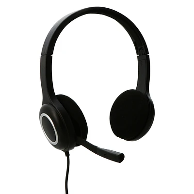 executive wired stereo headset with boom mic