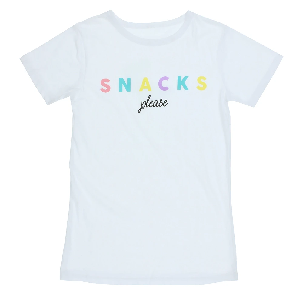 juniors 'snacks please' graphic tee