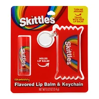 skittles® strawberry flavored lip balm & keychain