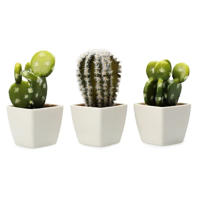 3-count mini faux cactus plants