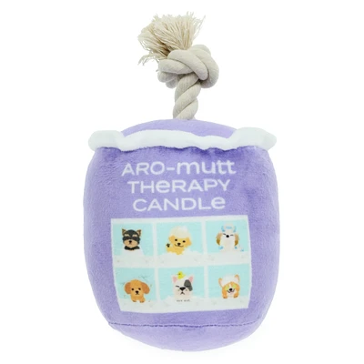 spa day plush pet toy, aro-mutt therapy candle