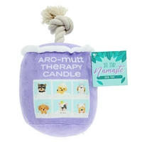 spa day plush pet toy, aro-mutt therapy candle