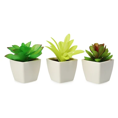 3-count mini faux succulent plants