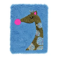 sequin giraffe with bubble gum plush journal