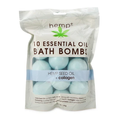 hemp seed oil + collagen bath bombs 10-count