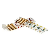 10-piece art brush set with floral handles