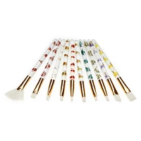 10-piece art brush set with floral handles