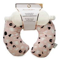 animal print velvet memory foam neck pillow & eye mask set