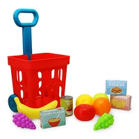 kid's toy shopping cart & play food 12-piece set