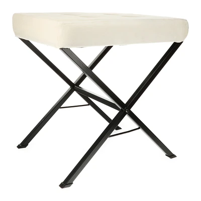 tufted x-frame stool 15.5in