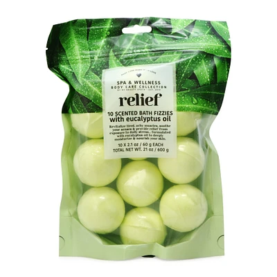10-count scented bath fizzies with eucalyptus oil