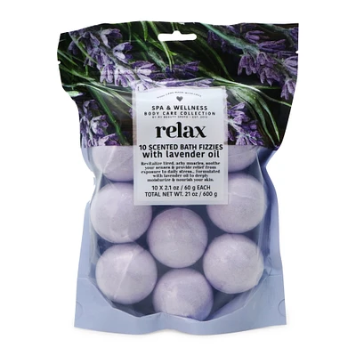 10-count scented bath fizzies with lavender oil