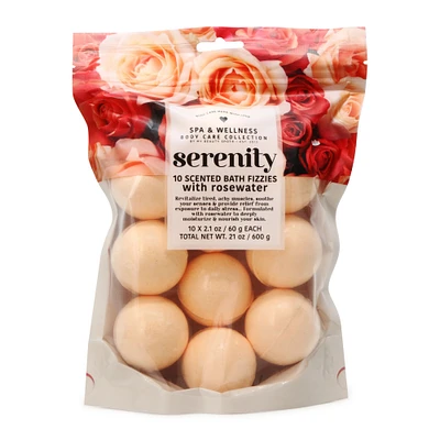 10-count scented bath fizzies with rosewater