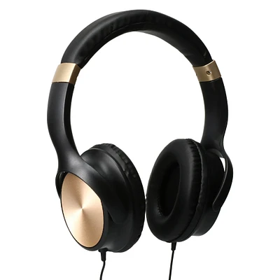 compass wired stereo headphones with mic -black