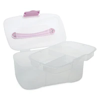 storage box with removable tray 9.3in x 6in - clear & lavender