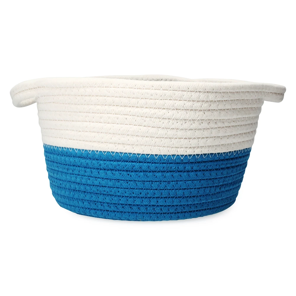 12.9in coiled rope easter basket - blue & white color block