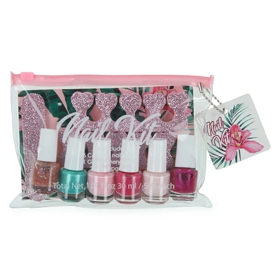 tropical nail kit with 6 x nail polish