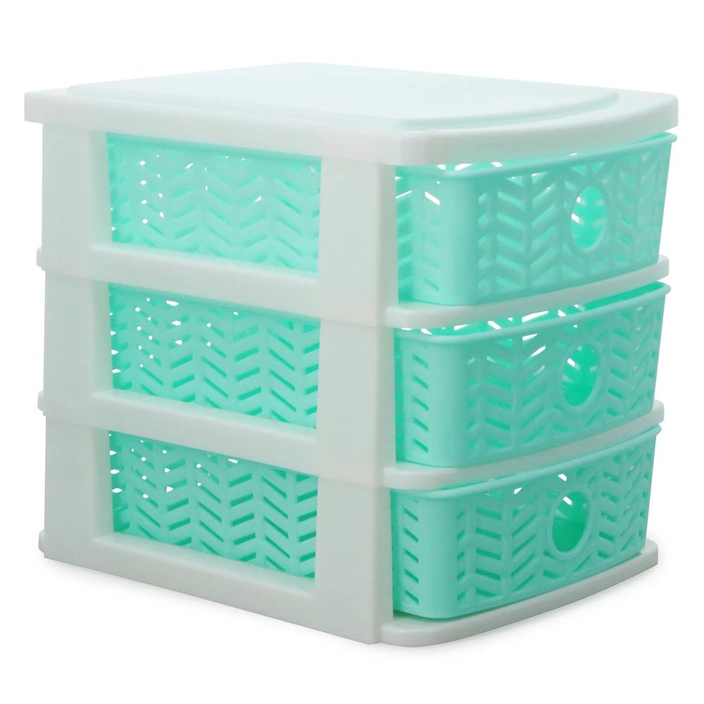 aqua 3-drawer mini organizer