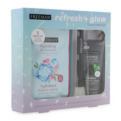 freeman® refresh + glow face mask kit 5-piece