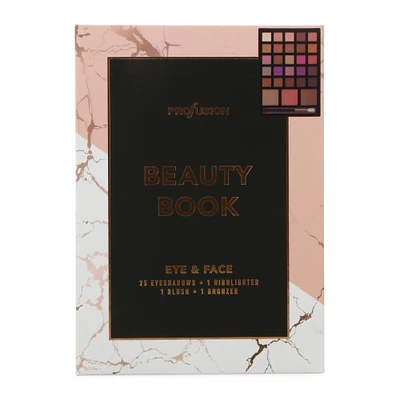 profusion pink marble beauty book 28-piece makeup palette