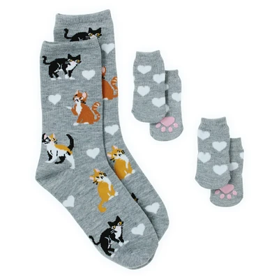 cat print matching pet parent & socks