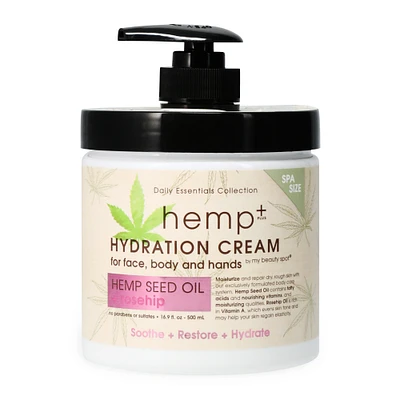 hemp+ hydration cream with hemp seed oil + rosehip 16.9 fl.oz