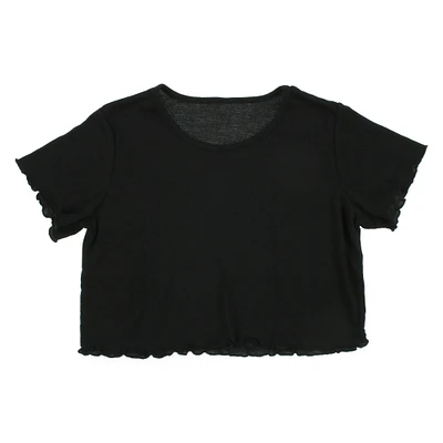 black lettuce edge cropped lounge top