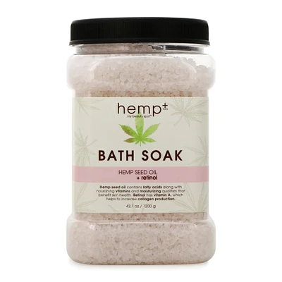 hemp+ bath soak, hemp oil & retinol 42oz