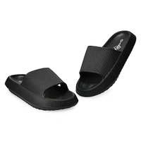 ladies puff slide sandals