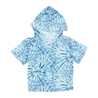 gray tie dye short sleeve hoodie sweatshirt