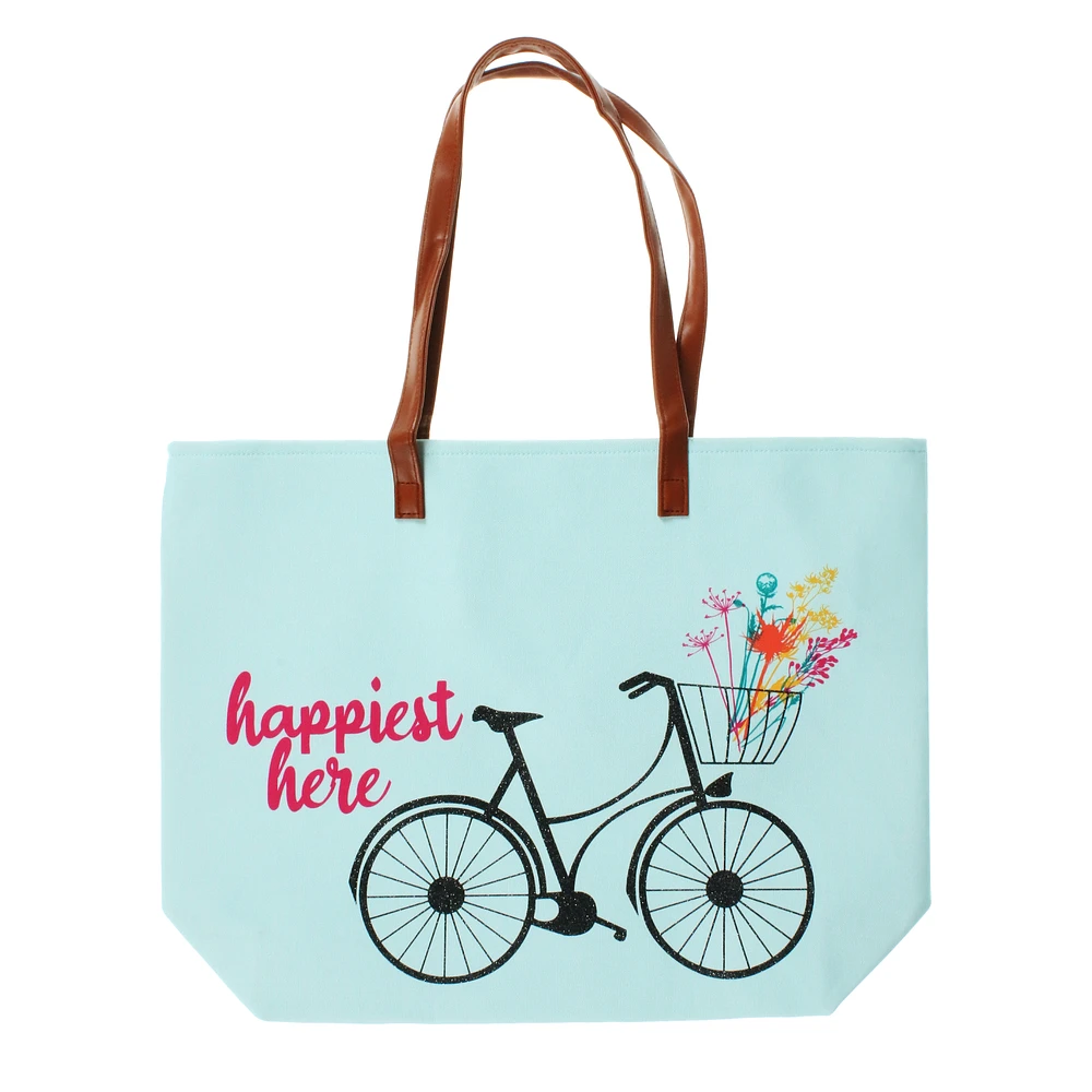 bicycle graphic tote bag 21.75in