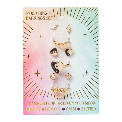 mood ring & studs 6-piece jewelry set