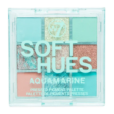 w7® soft hues aquamarine pressed pigment palette