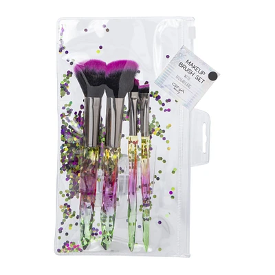 4-piece crystal makeup brush set & glitter bag