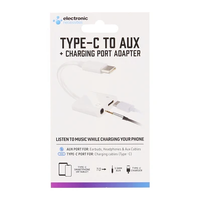 USB Type-C to aux-in headphone + charger adapter