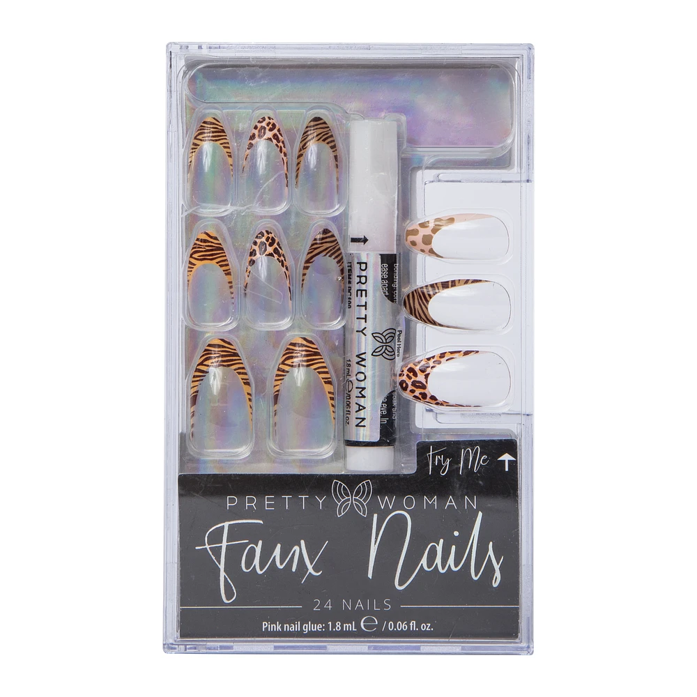 pretty woman faux nails, orange & purple tie dye 24-count