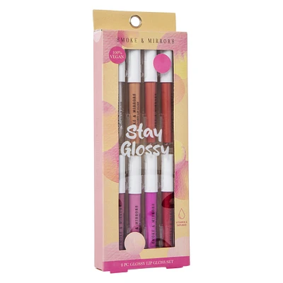 8-piece 'stay glossy' color lip gloss set