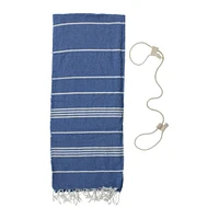 blue picnic throw blanket w/ cord handles 48in x 60in