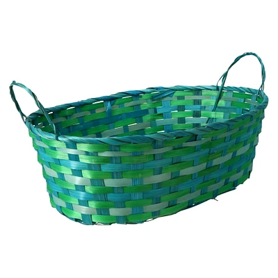 bamboo woven oval easter basket 10in x 16in - white