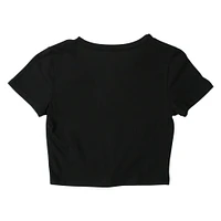 black v-neck active top with front knot