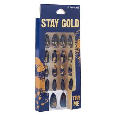 press-on nails, stay gold 18-count