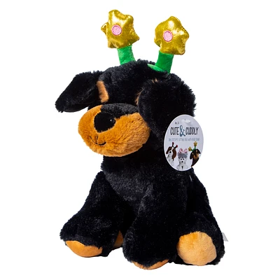 puppy stuffed animal with headband 8in