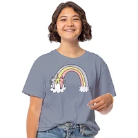 juniors rainbow caticorn graphic tee