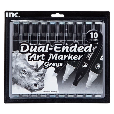 dual-ended art marker 10-count set, greys