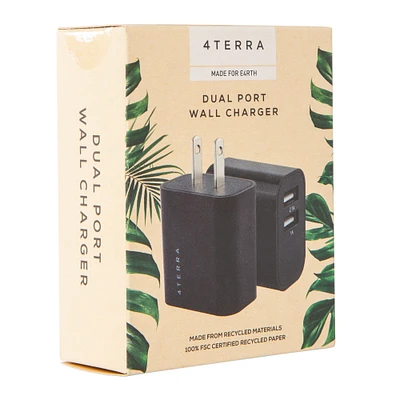4terra® recycled usb-a dual port wall charger
