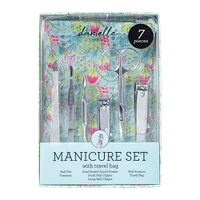 7-piece manicure set with travel bag - pink marble