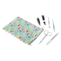 7-piece manicure set with travel bag - pink marble