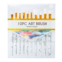 10-piece paint brush set with marble swirl handles