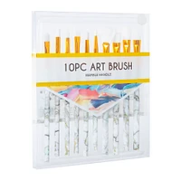 10-piece paint brush set with marble swirl handles