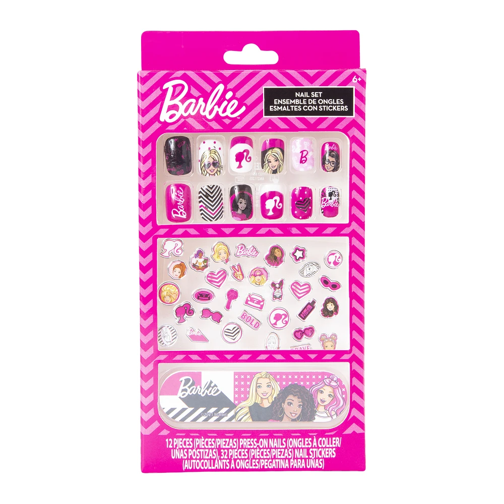 barbie™ press-on nails & stickers set